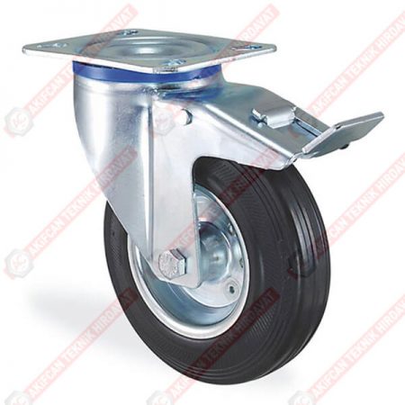 Kama 3302 SLS F18 Galvaniz Kaplı Sac Üzeri Siyah Kauçuk Lastik Kaplama Masuralı Teker